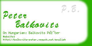 peter balkovits business card